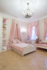 Розовые шторы и текстильный дизайн детской девочки 